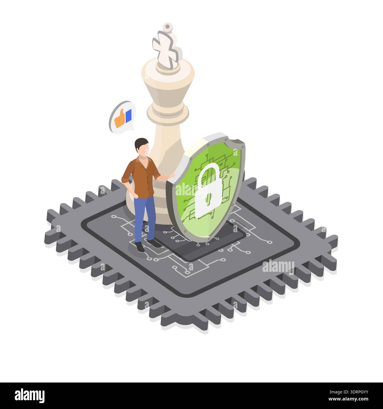 3D Isometric Flat Vector Illustration of Cyber Security Stock Photo