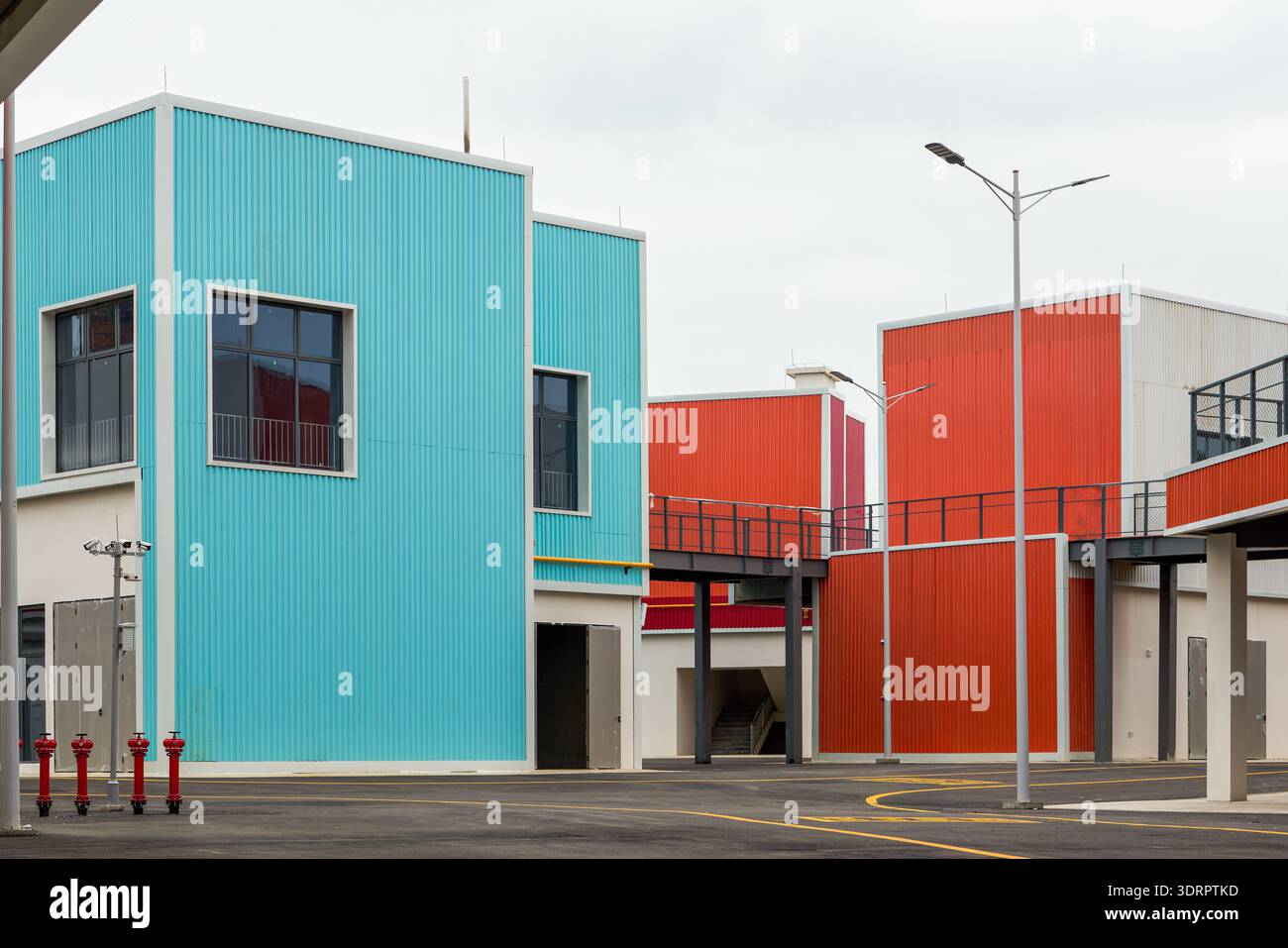 Colorful container iron façade building blocks Stock Photo - Alamy