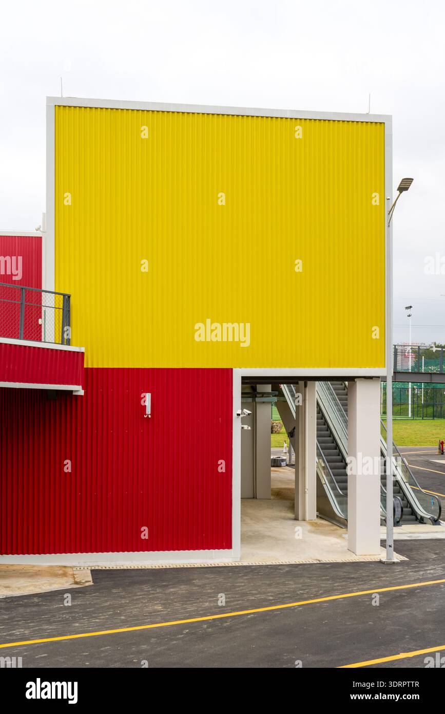 Colorful container iron façade building blocks Stock Photo - Alamy