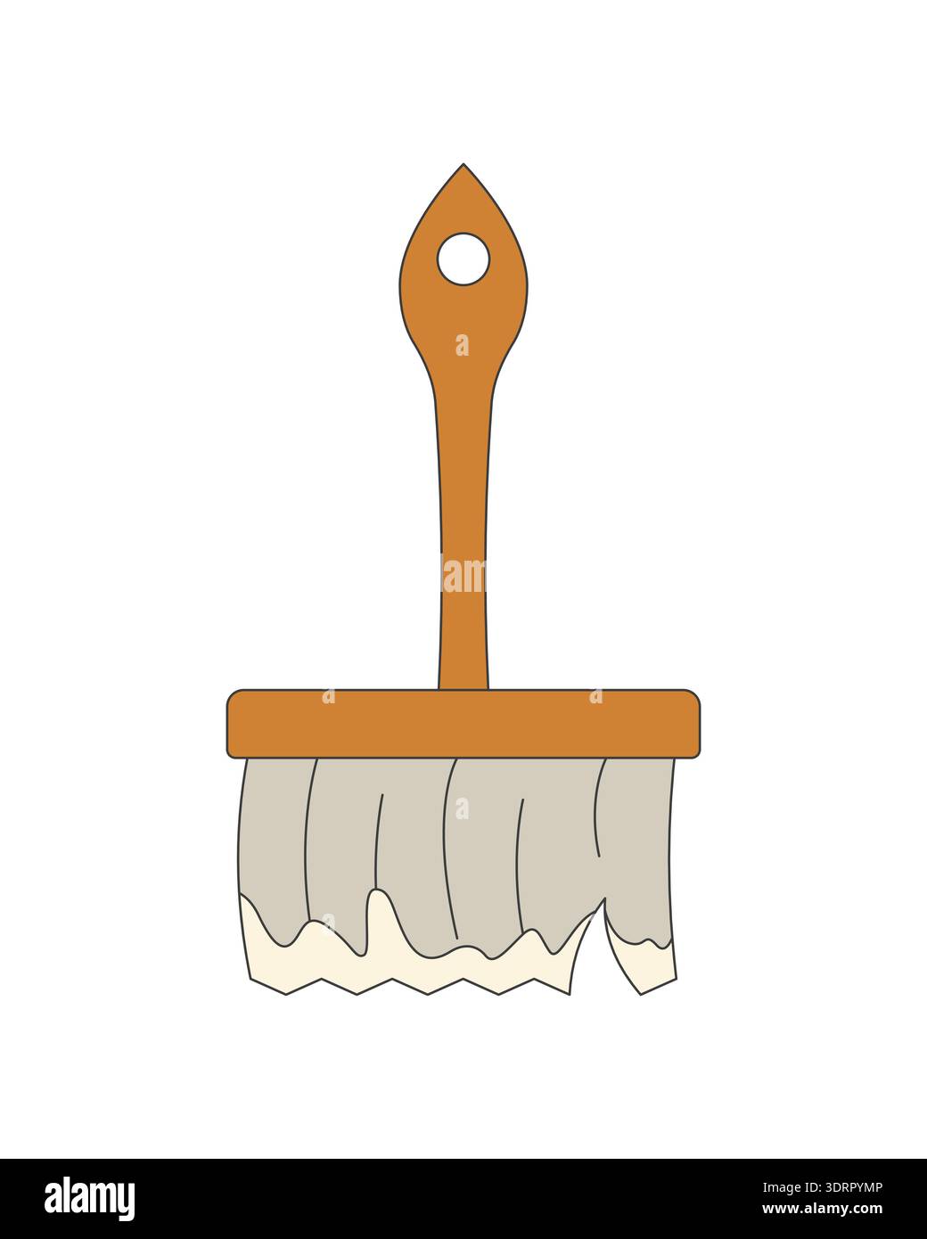 Wide paint brush tool 2D cartoon object Stock Vector