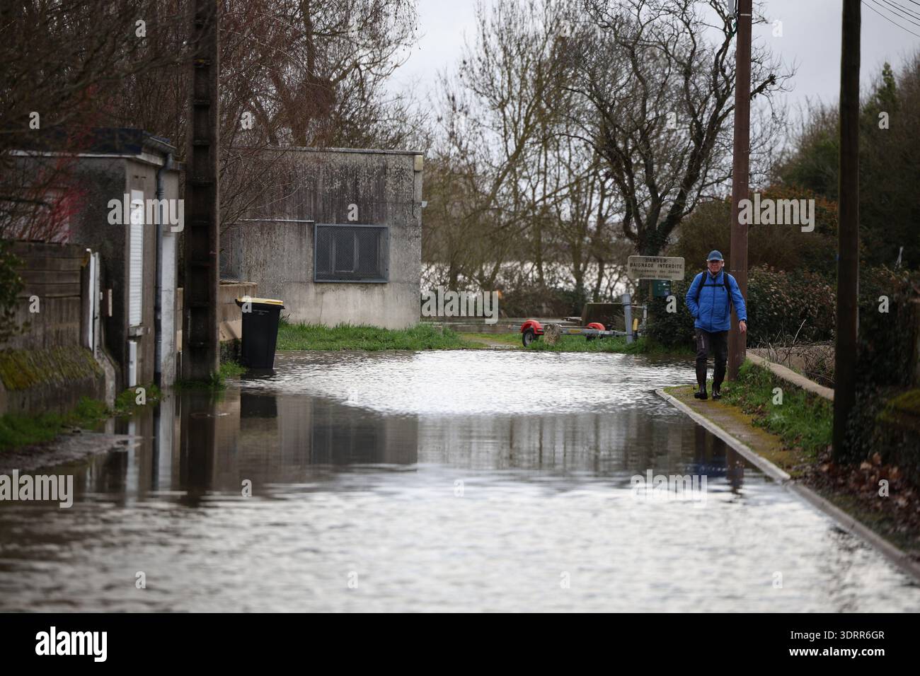 Flooding of the Loire River in Les Ponts de Ce, France on February 19 ...