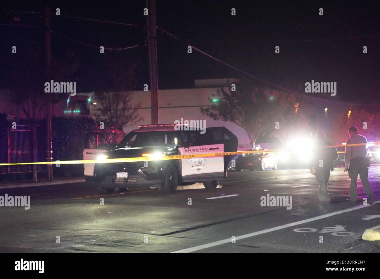 Police officers are on scene to investigate the fatal shooting and the ...