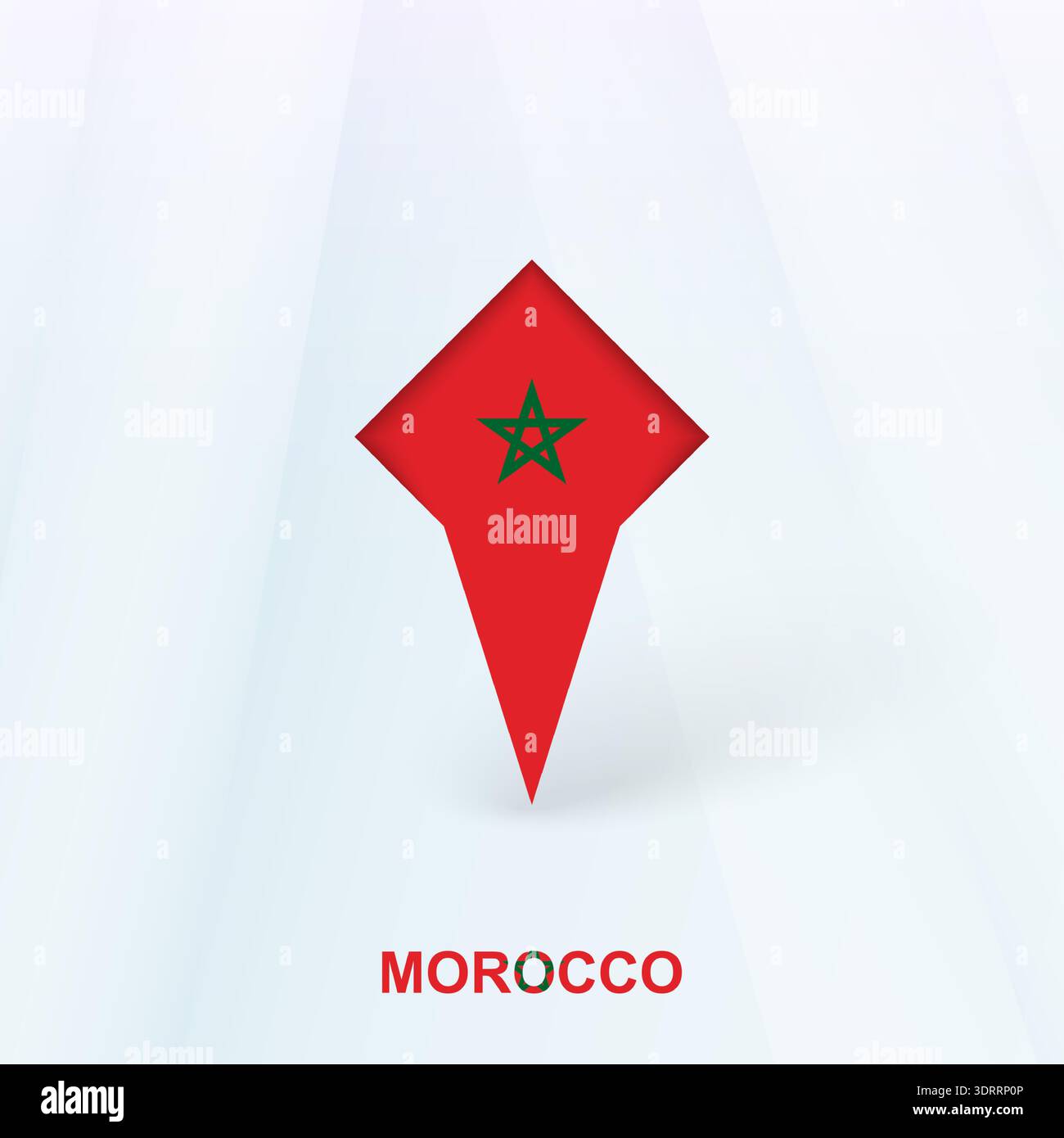 Morocco Flag Pin Icon with Geometric Design. Vector illustration. Stock Vector