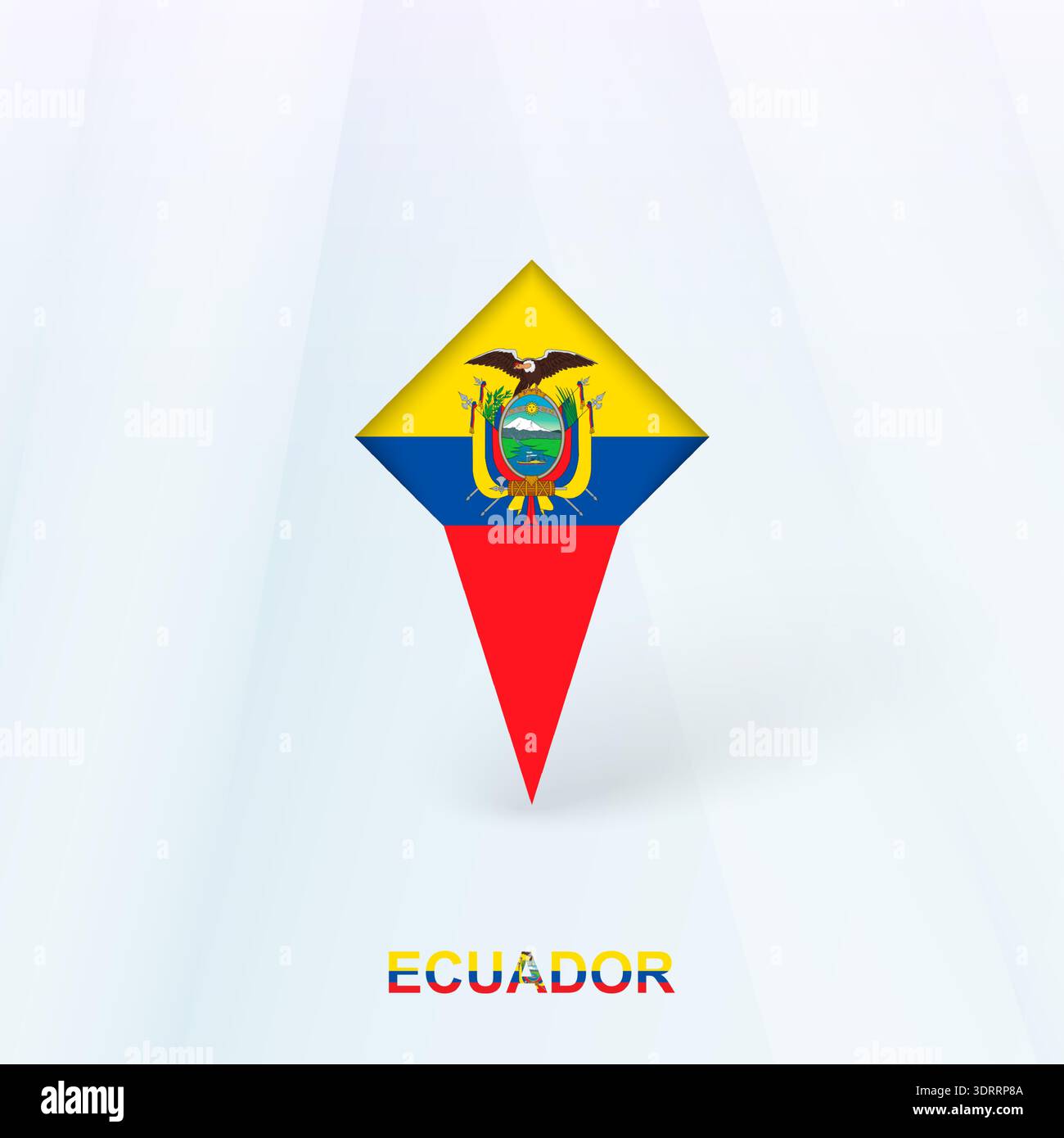 Ecuador Flag Pin Icon with Geometric Design. Vector illustration. Stock Vector