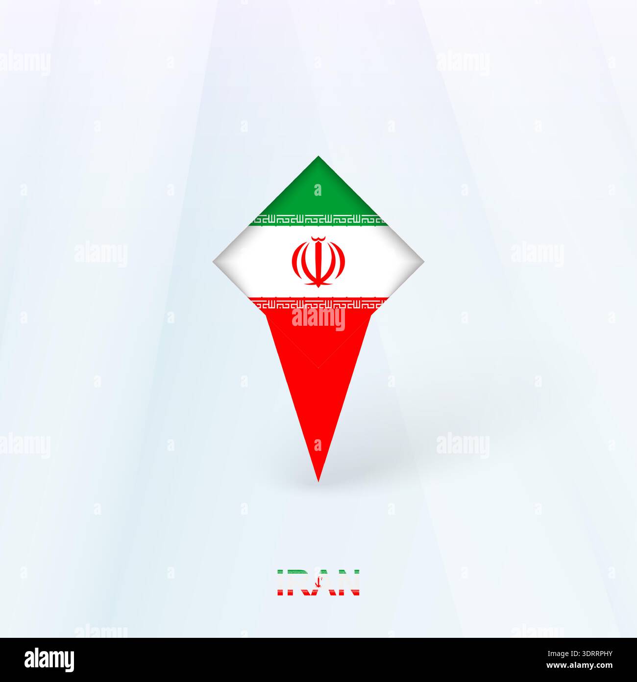Iran Flag Pin Icon with Geometric Design. Vector illustration. Stock Vector