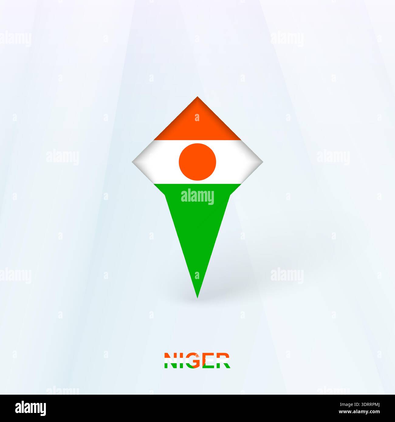 Niger Flag Pin Icon with Geometric Design. Vector illustration. Stock Vector