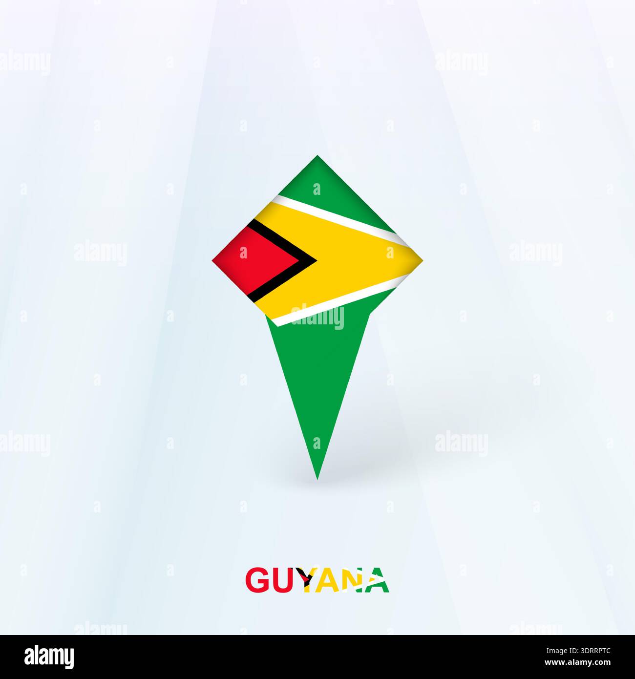 Guyana Flag Pin Icon with Geometric Design. Vector illustration. Stock Vector