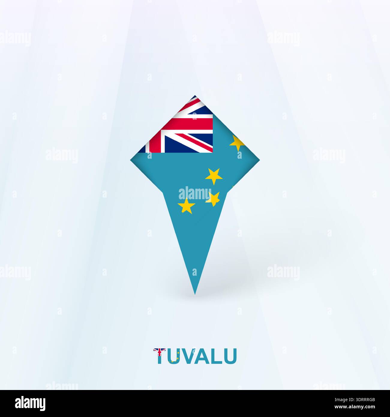 Tuvalu Flag Pin Icon with Geometric Design. Vector illustration. Stock Vector
