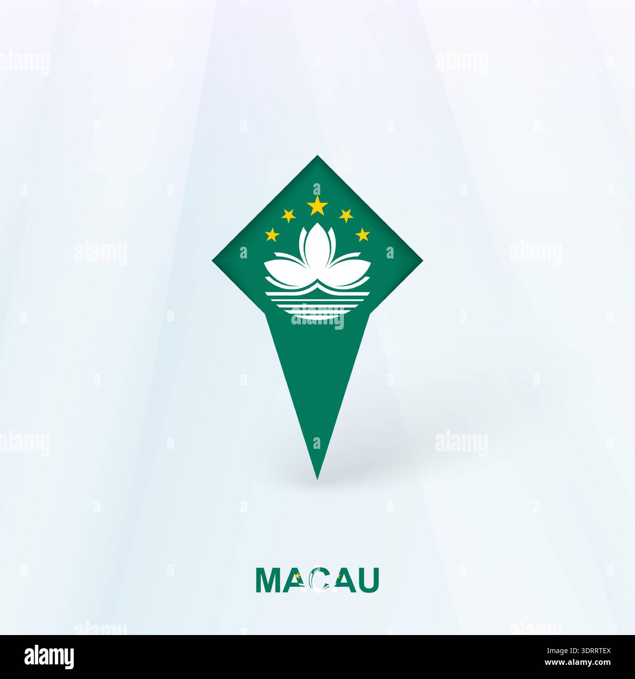 Macau Flag Pin Icon with Geometric Design. Vector illustration. Stock Vector