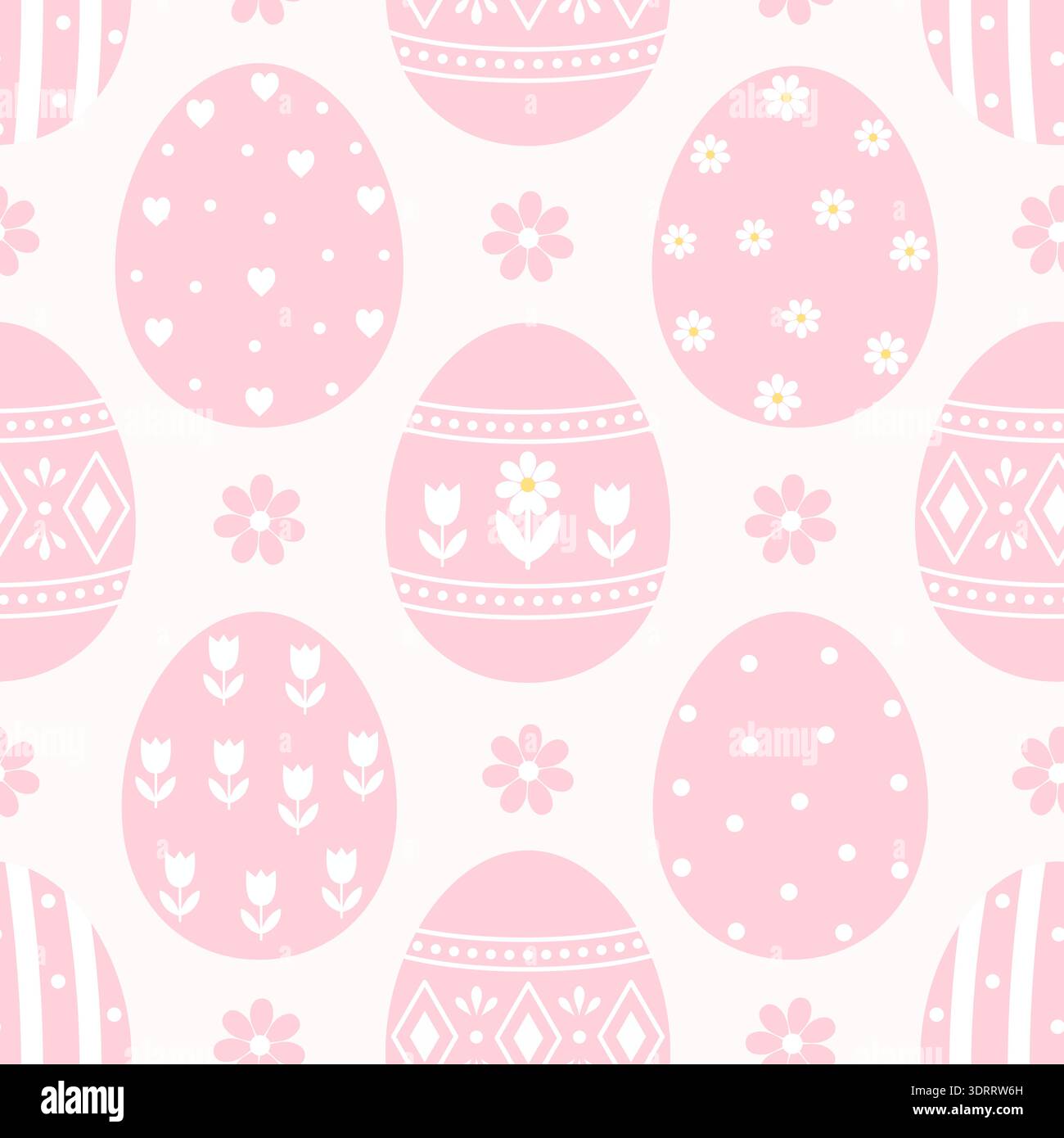 Seamless pattern with pink Easter eggs on a pastel background. Stock Vector