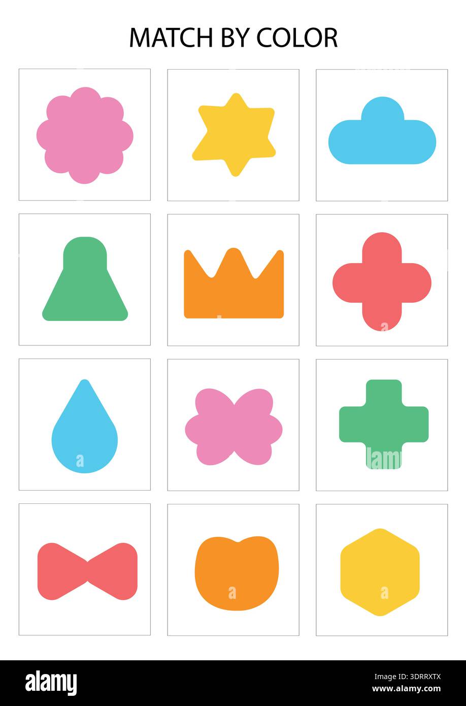 Abstract Match Game Color Matching Printable Worksheet with Abstract Shapes Stock Vector ...
