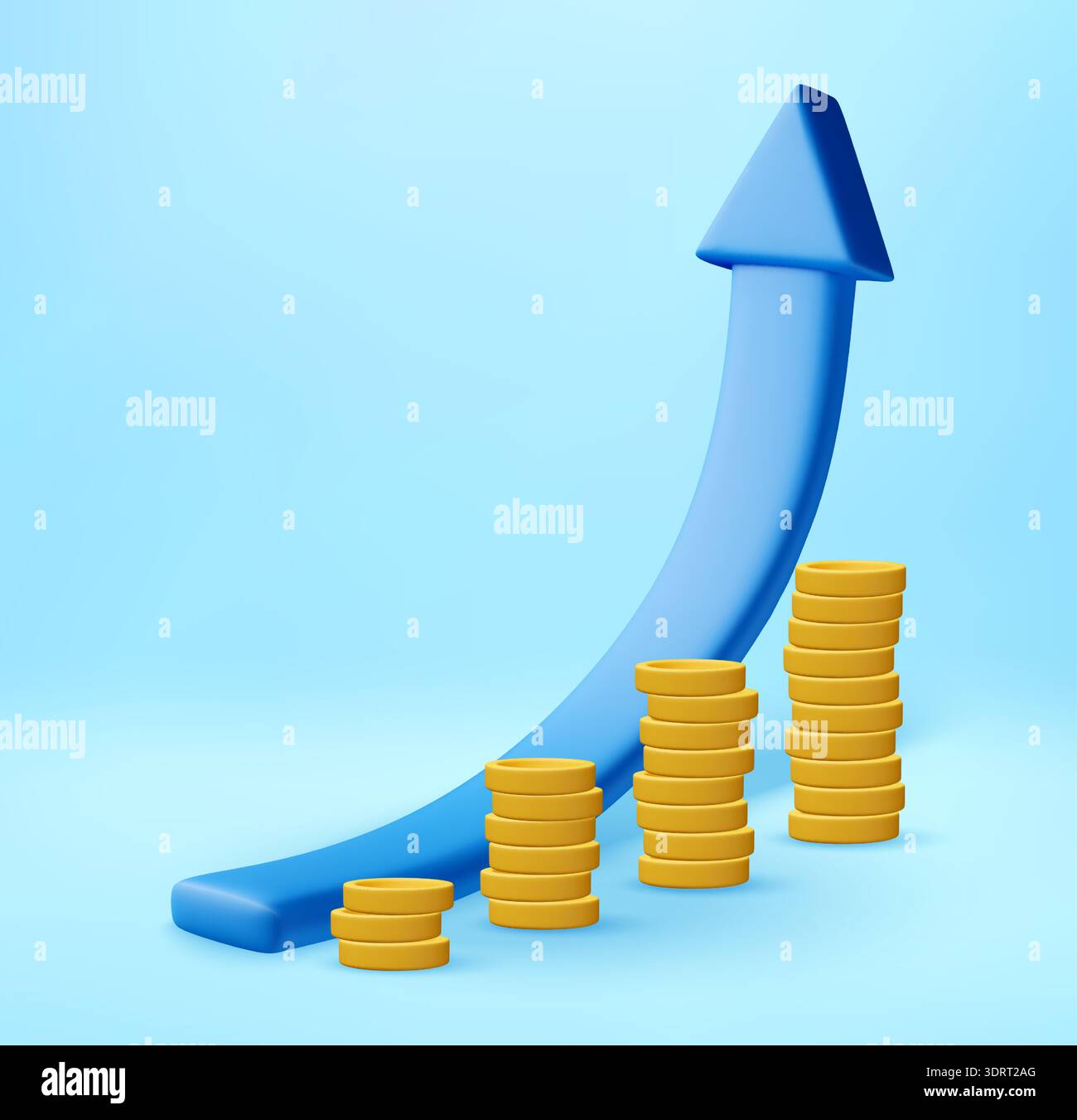 3D Blue arrow rising Stock Vector