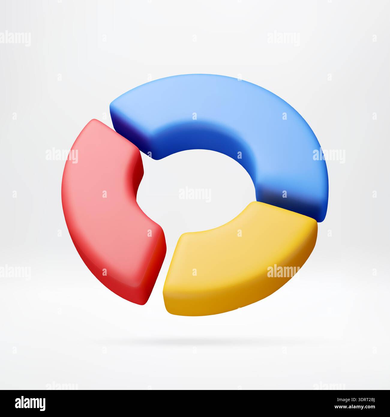 3D infographic pie chart with three colored parts Stock Vector