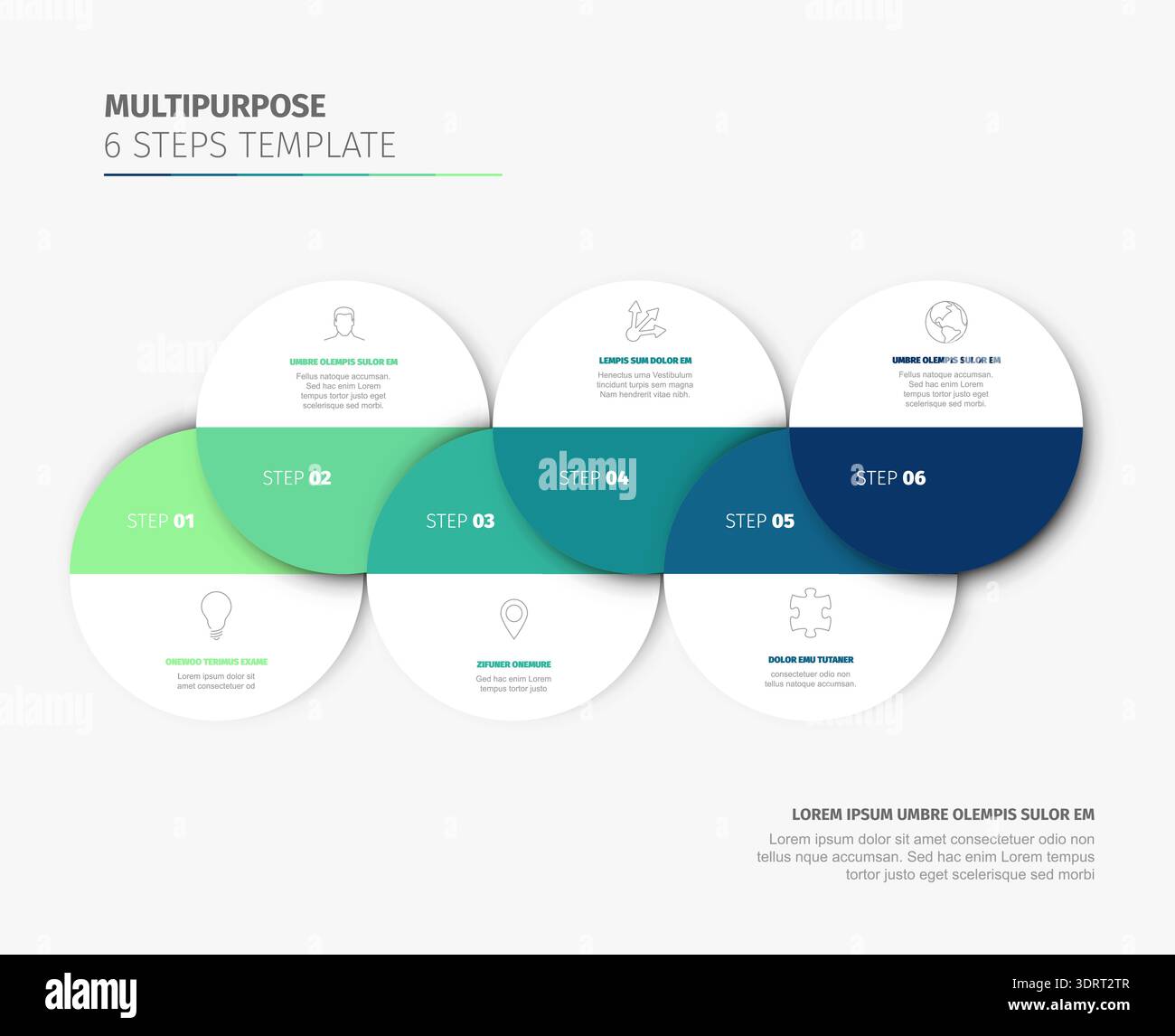 This multipurpose business infographic template features six numbered steps for process visualization. Each step of the infographic template includes Stock Vector