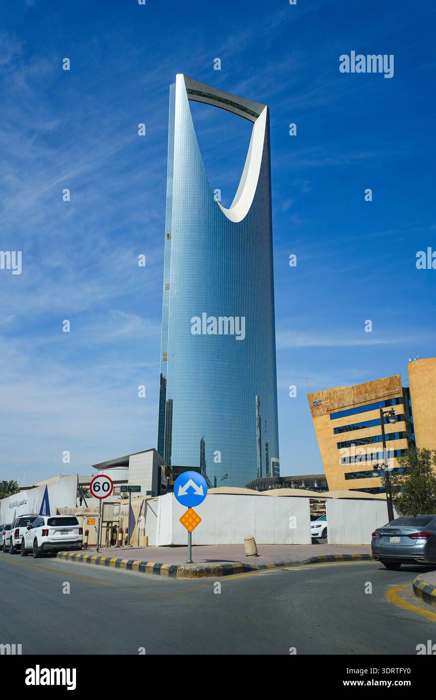 The iconic Kingdom Centre Tower rising above the streets of Riyadh ...