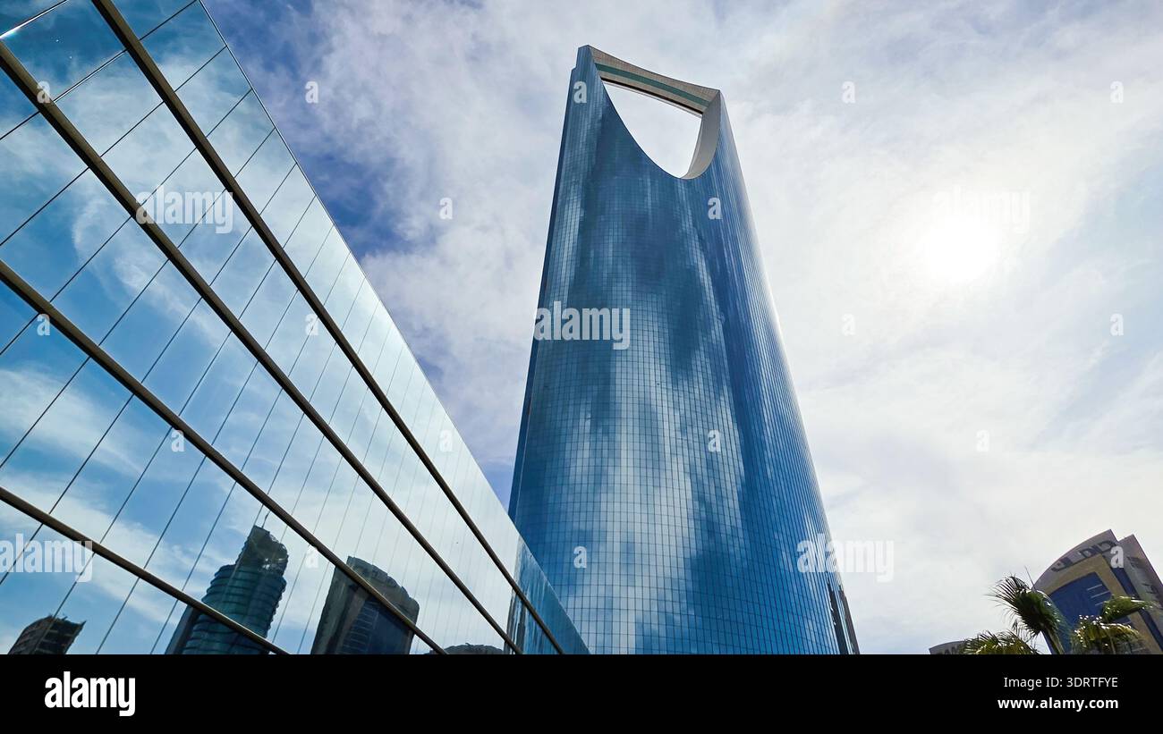 The iconic Kingdom Centre Tower rising above the streets of Riyadh ...