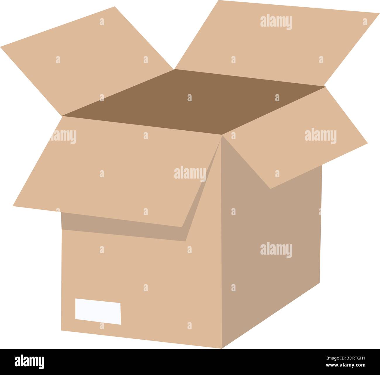 Open cardboard box isolated on white background Stock Vector