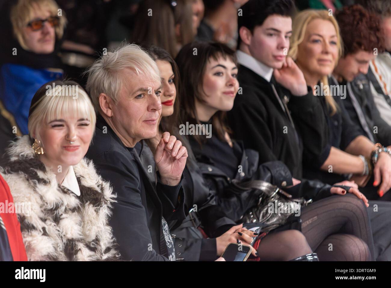 Sustainable fashion designers Vin + Omi show titled Jord at art'otel London Hoxton for London Fashion Week. Nick Rhodes in audience Stock Photo
