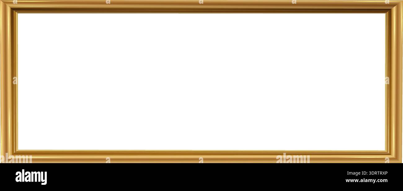 Empty gold frame on white background Stock Vector