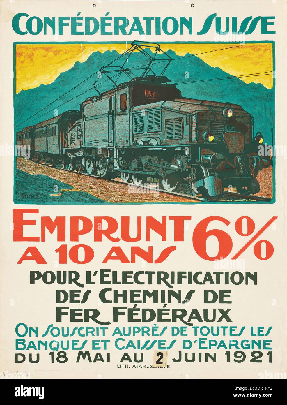 Rail train railway swiss poster lithograph hi-res stock photography and ...