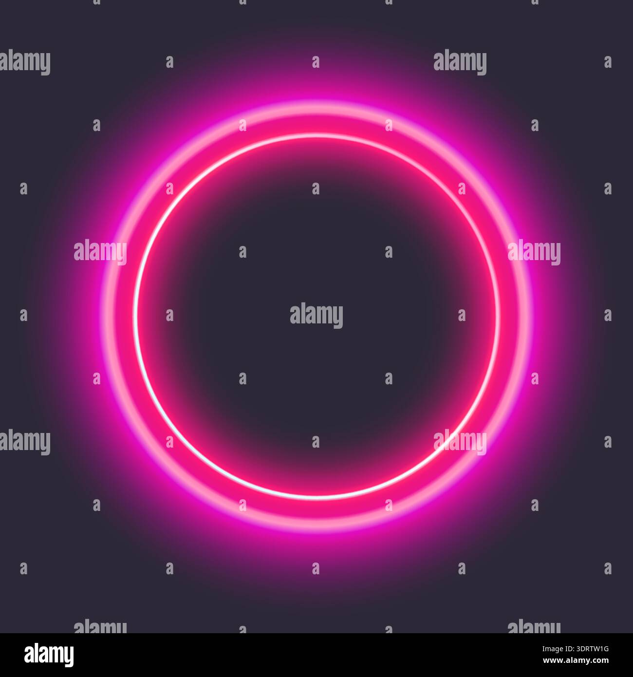 Glowing pink neon circle on dark background Stock Vector