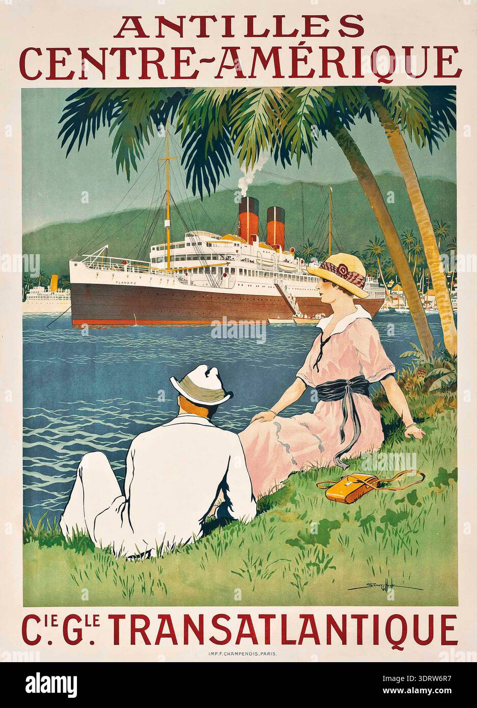 French line compagnie generale transatlantique hi-res stock