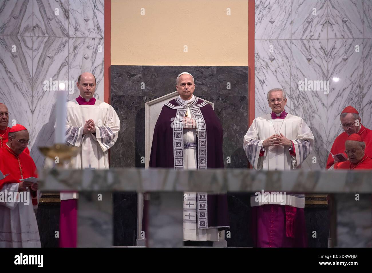 Pope Leo XIV presides over a moment of prayer at the Basilica of Sant ...