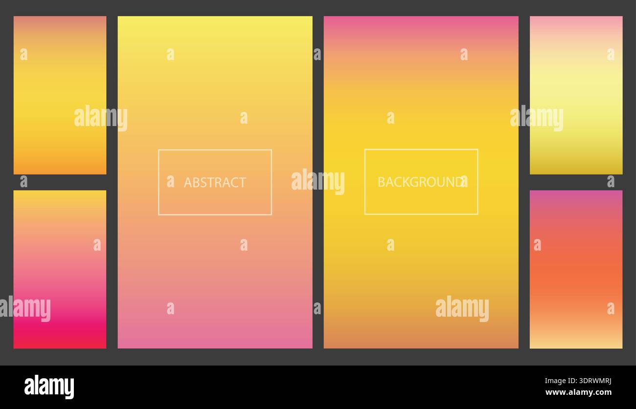 Bright pink and orange gradients backgrounds set Stock Vector