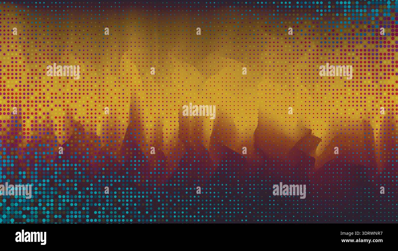 Abstract blue dotted background with orange fire Stock Vector