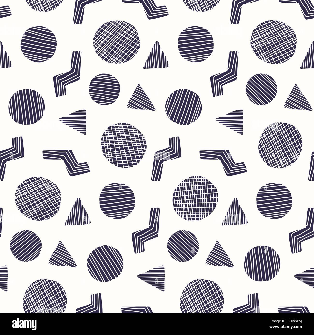 Trendy pattern with doodle geometric shapes Stock Vector