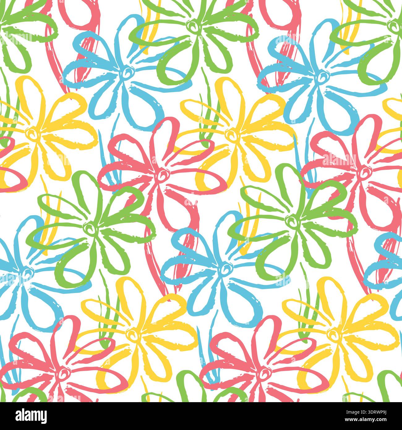 Bright pattern with color chamomile flowers Stock Vector