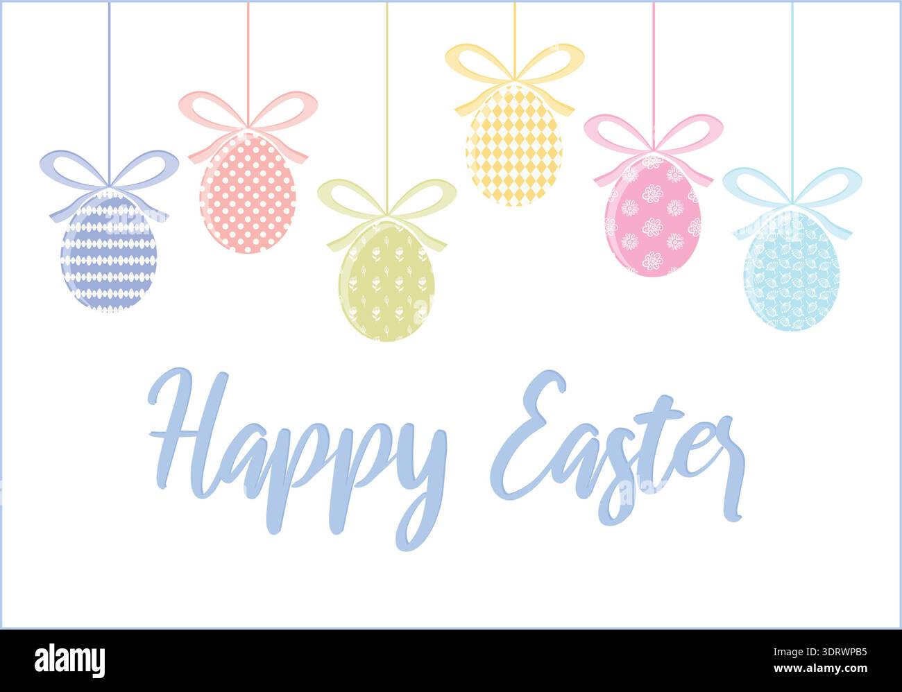 Tender Happy Easter card with colorful eggs Stock Vector