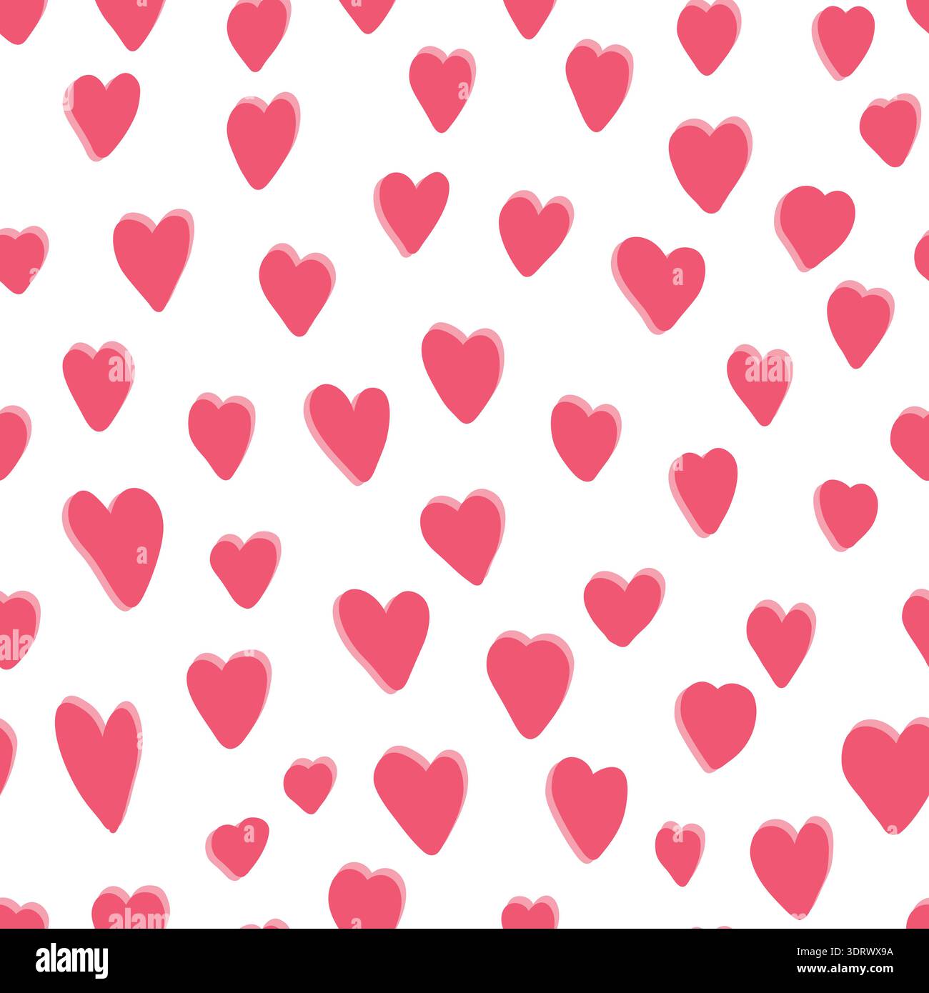 Cute pattern with pink hand drawn hearts Stock Vector