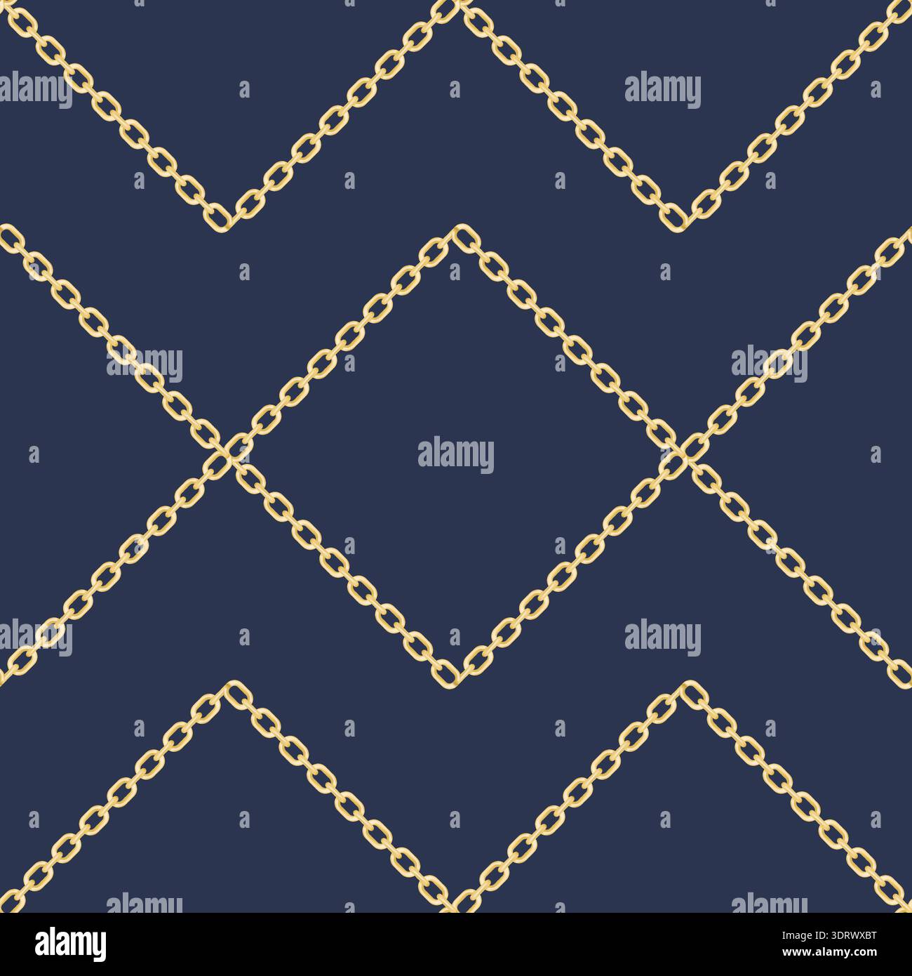 Elegant pattern with golden ring chain on blue Stock Vector