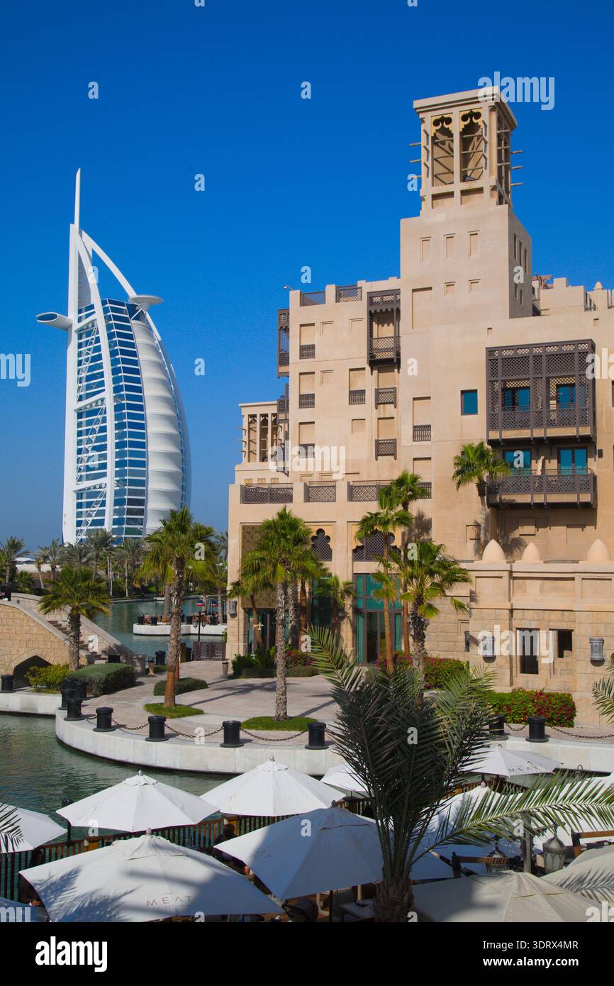 United Arab Emirates, Dubai, Madinat Jumeirah, Burj Al Arab, hotel,  shopping, leisure, Stock Photo