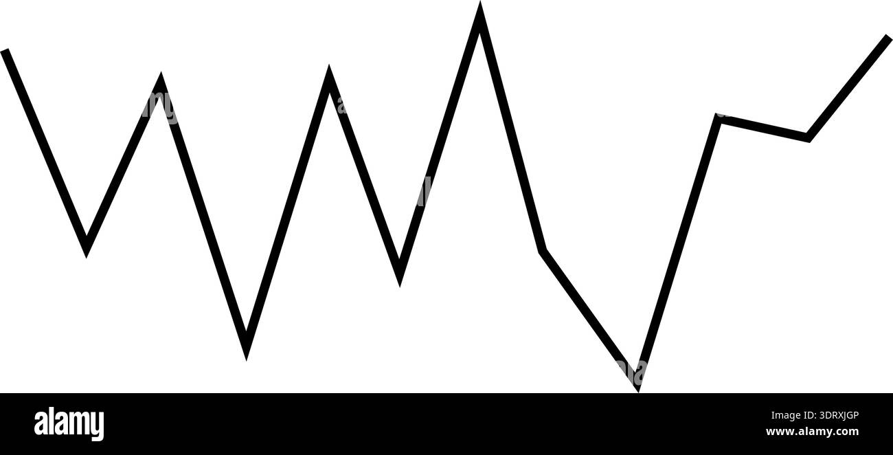 Minimalist line chart featuring sharp angles to denote sudden data ...