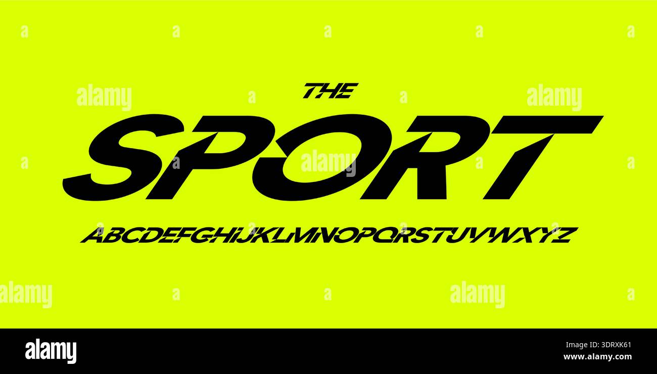 Sporty italic alphabet, wide bold font for powerful dynamic lettering ...