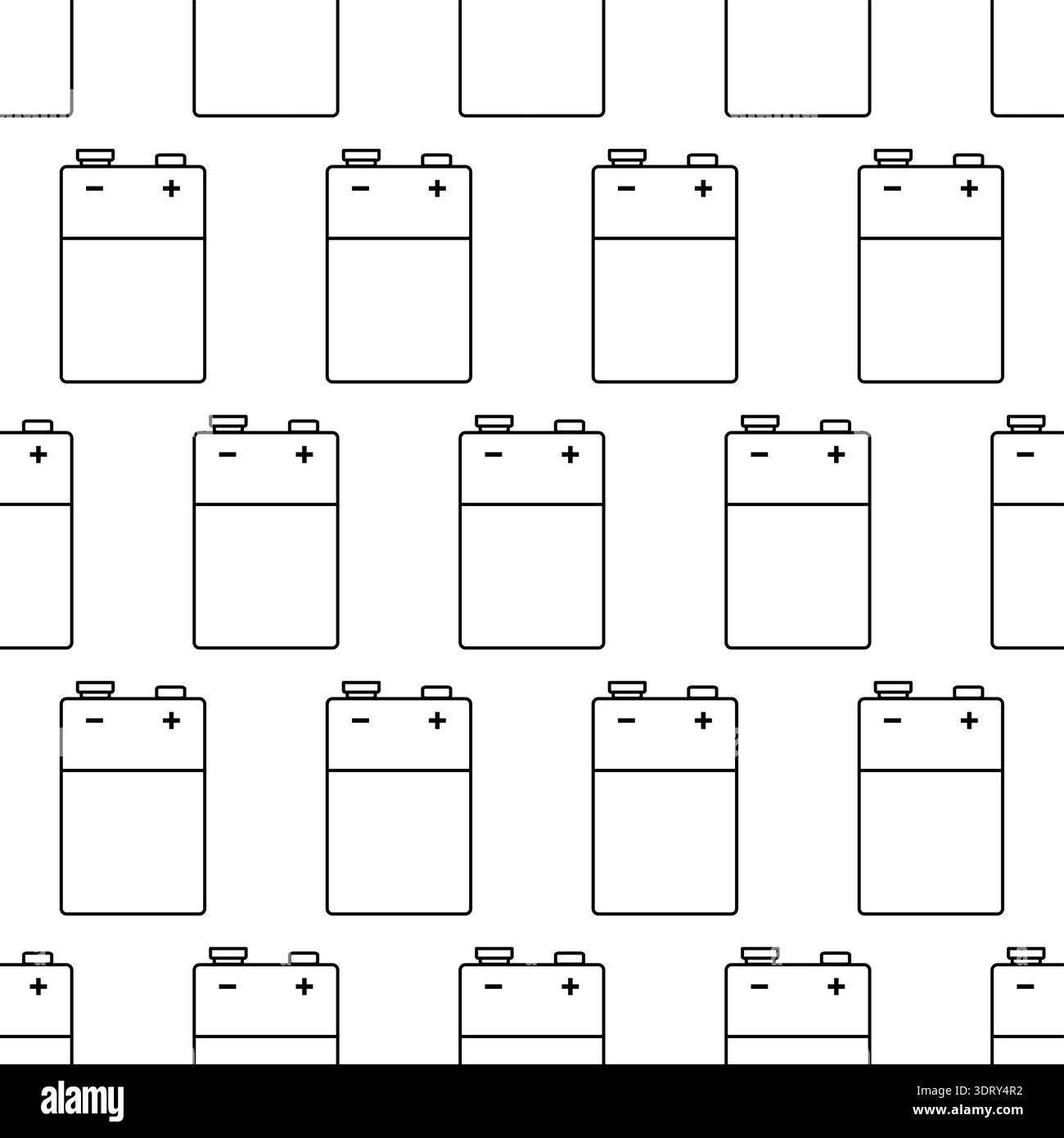 Seamless pattern of an electric 9 volt battery Stock Vector
