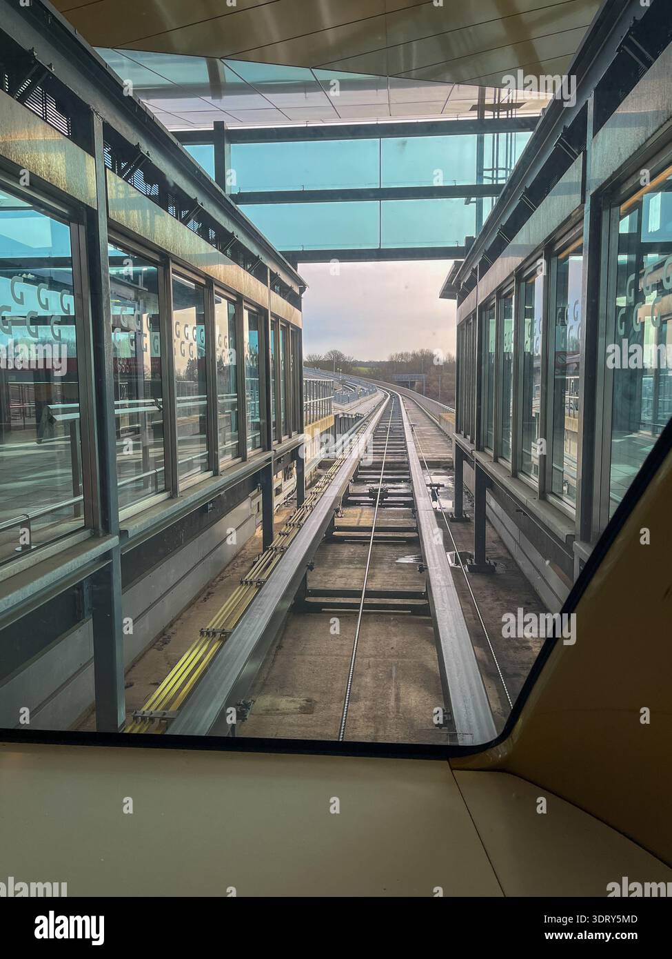Interior of Automated Airport Transit Train at Luton Airport - Smartphone Captured Stock Image