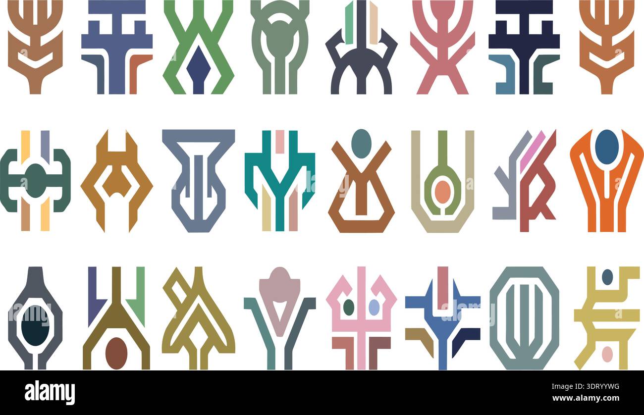 Abstract Human Figures Logo Collection Vector Set Isolated on White Background Stock Vector