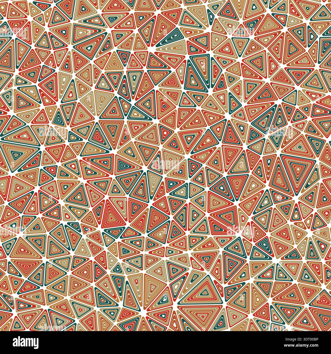 Vector science background with compact shapes. Multiple repeated inner triangles in a multicolored style. Stock Vector