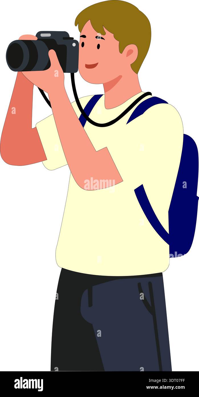 Photographer Character with DSLR Camera Stock Vector