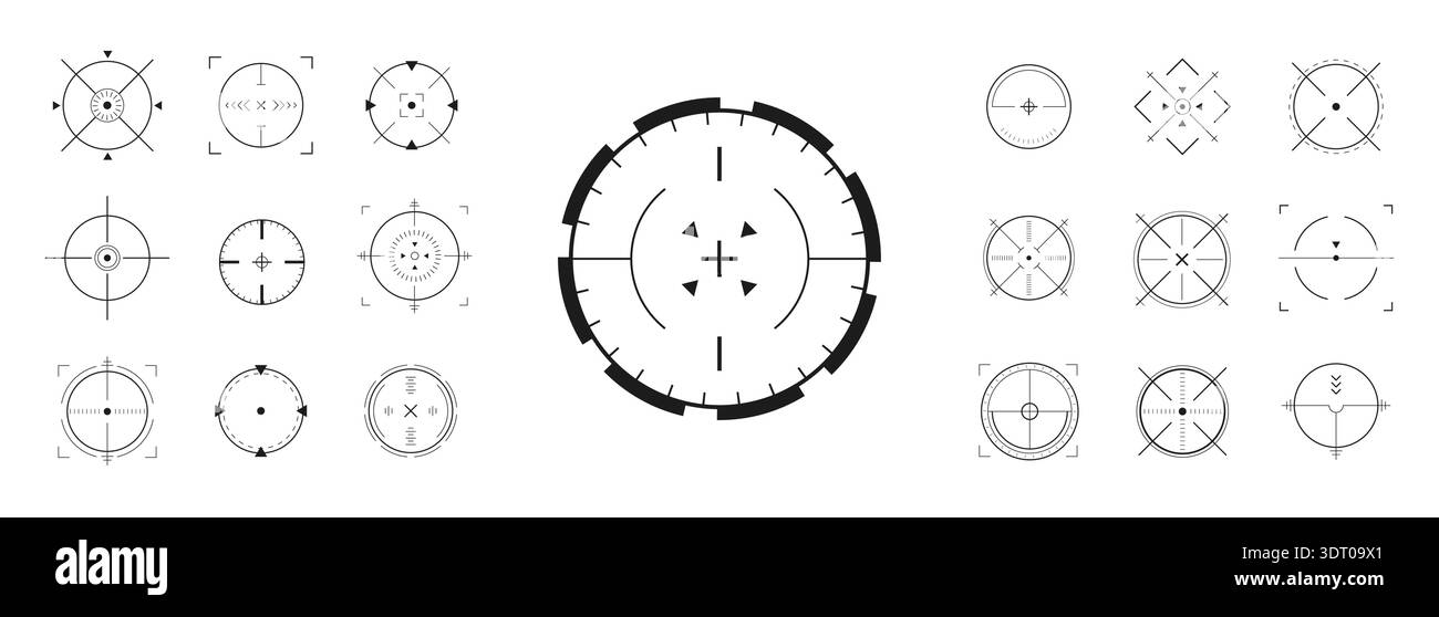Crosshair Hud. Weapon scope telescope and goal UI elements. Shooting ...