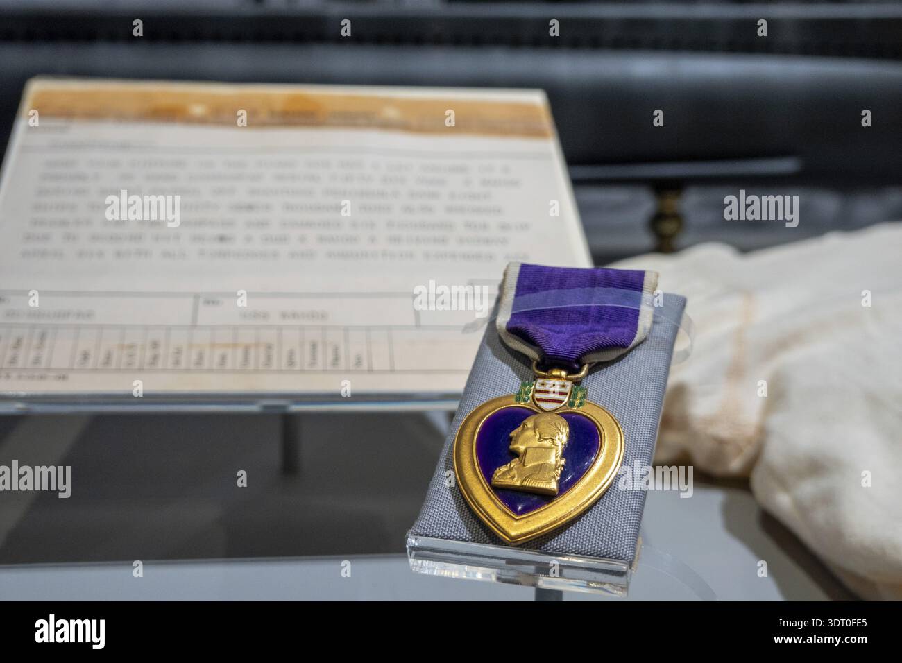 A Purple Heart medal, given to U.S. Army service members who were ...