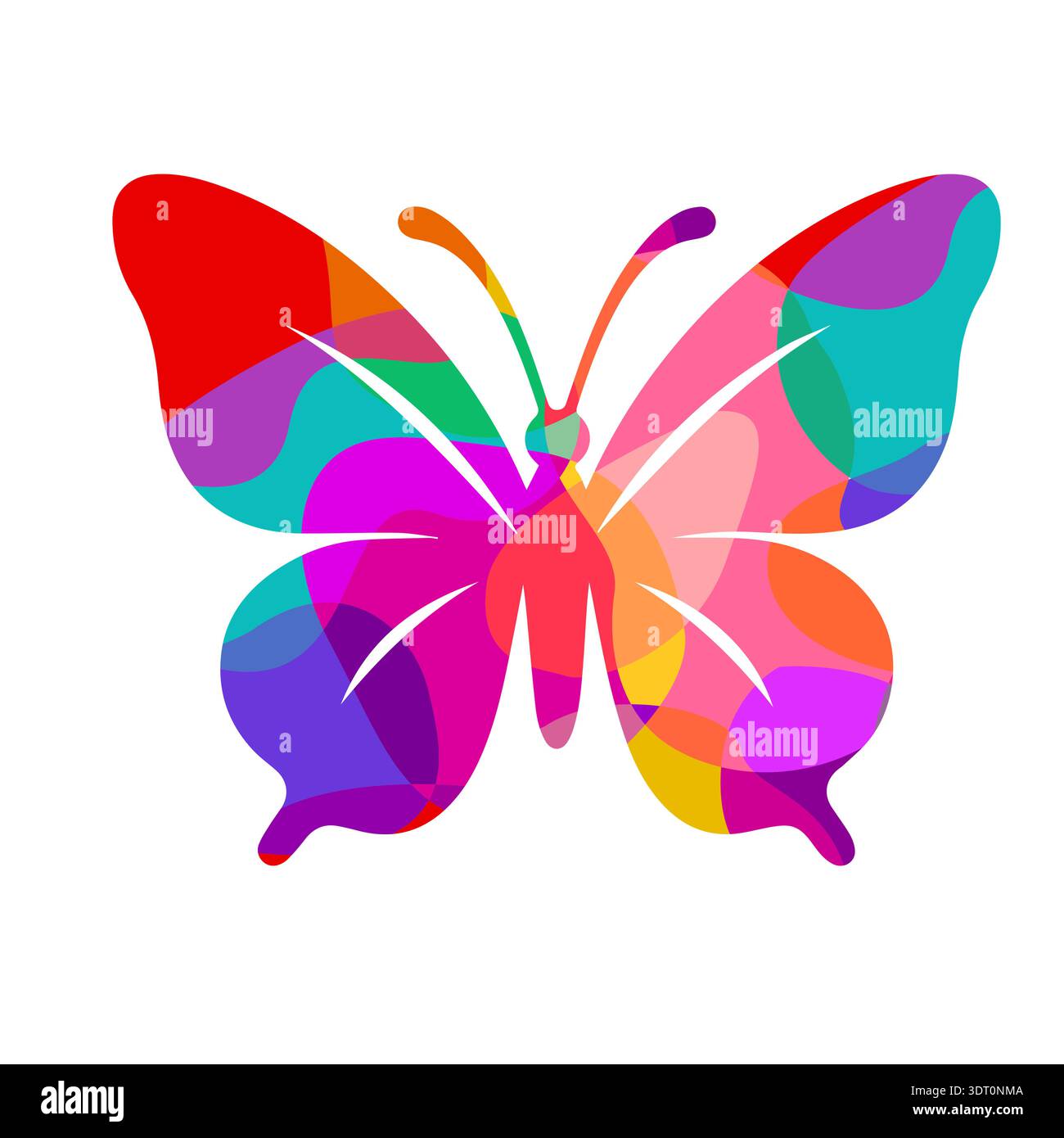 simple colored butterfly. Hand drawn. Not AI, vector illustration. Stock Vector