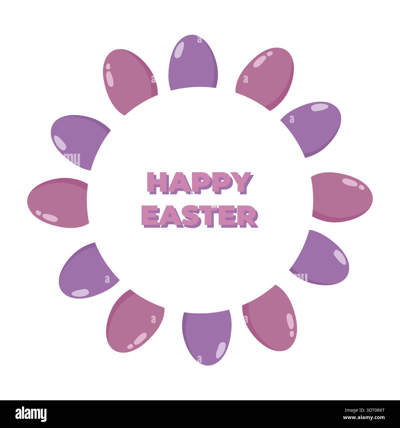 Purple Pink Easter Egg Wreath Stock Vector