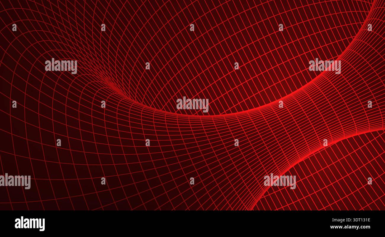 Red wireframe mesh tunnel. Stock Vector