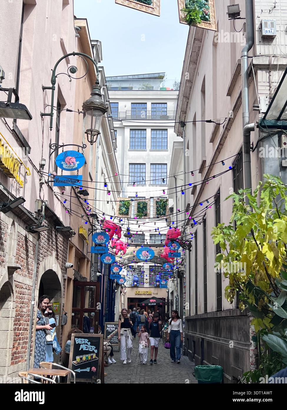 The famous Delirium Village alley, known for its incredible concentration of bars in the center of Brussels, Belgium, September 6, 2025 Stock Photo
