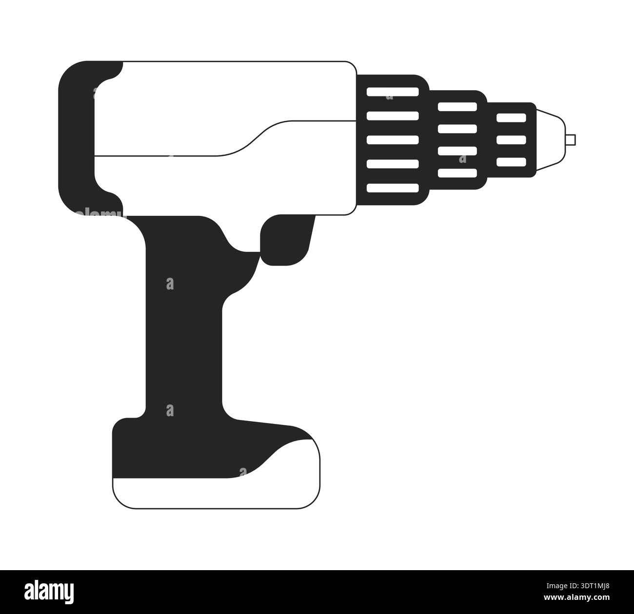 Cordless power drill 2D line object Stock Vector