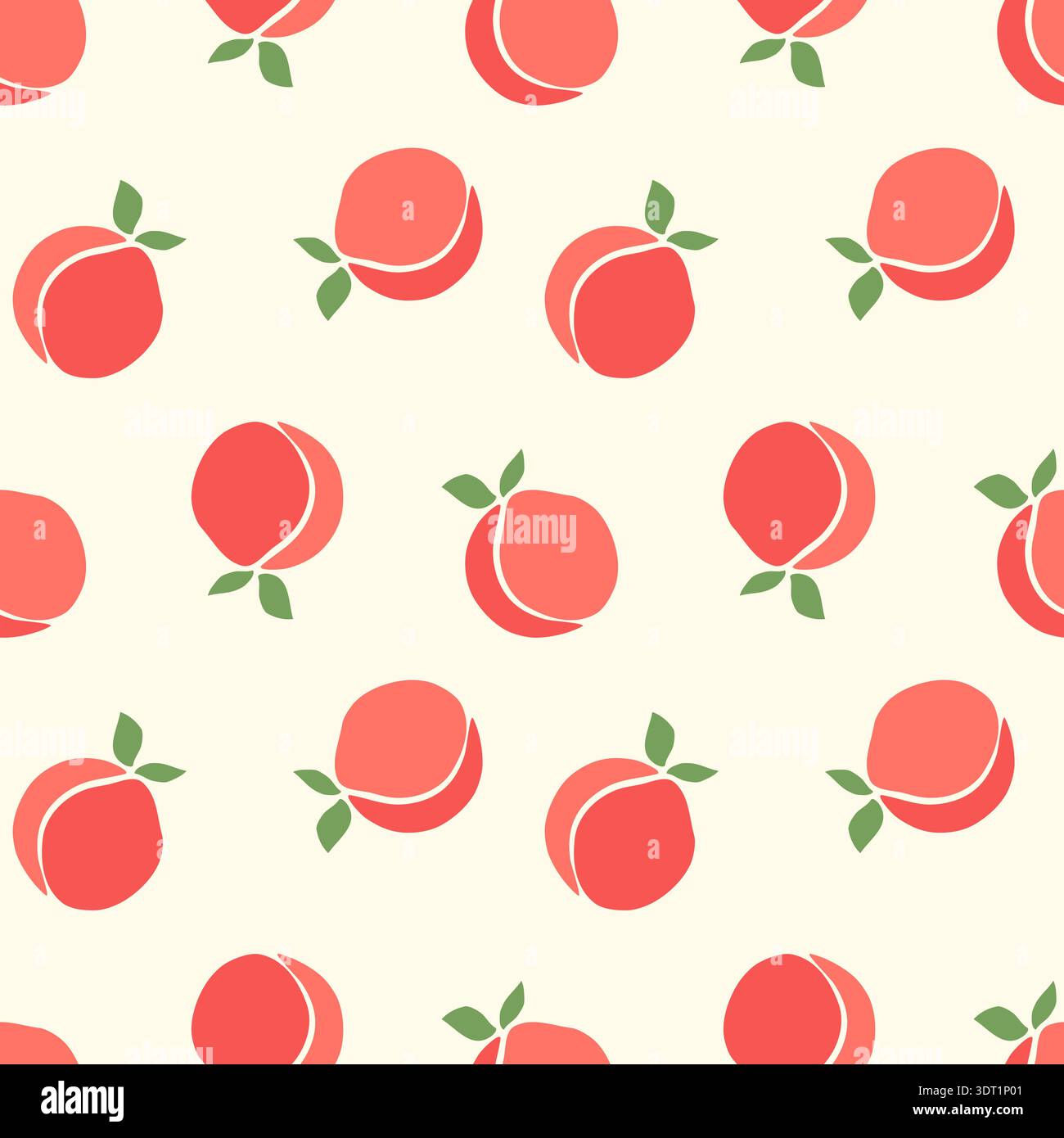 Orchard. A boho style fruit pattern featuring Peaches on soft beige background. Vector illustration Stock Vector